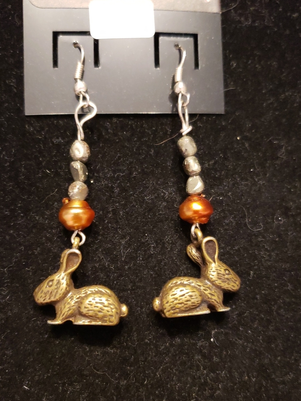 NEW Bunny Dangles, 2", Feldspar Stones, CFP Beads & BUNNIES 4 The Win!